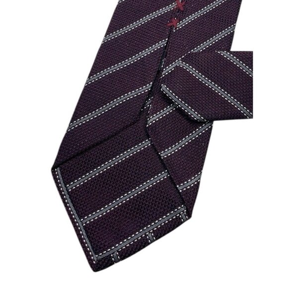 ERMENEGILDO ZEGNA COUTURE Men's Silk Tie LUXURY XL Burgundy Striped W:3.6" EUC - Picture 5 of 5